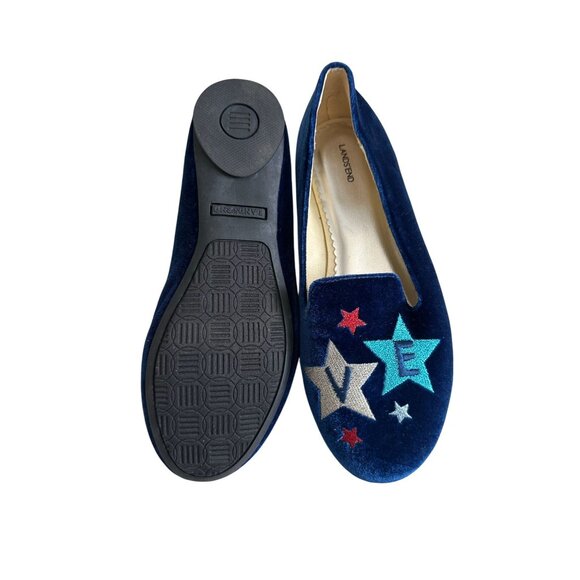 LANDS END Blue Velvet Love Loafers Flats Size 6 - Picture 5 of 8